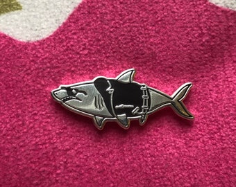 Punk Shark Enamel Pin Badge