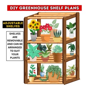 DIY Adjustable Greenhouse Shelf Plans(6ft x 4ft) for Seed Starting and Growing Plants, can be made using 2x2 and 2x4 standard materials.