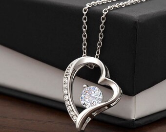 Gift for Mom, Wife, Fiancee, Girlfriend, Sister Aunt, Daughter, Grandma or Friend - Forever Love Heart Necklace