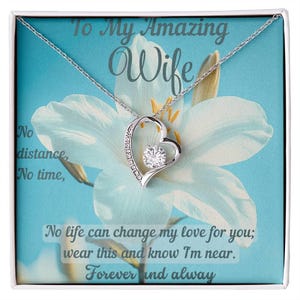 Lindo regalo romántico para esposa, ideas de regalo de cumpleaños para esposa, collar para esposa de esposo, tarjeta con mensaje y caja de regalo