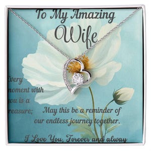 Regalo romántico para esposa, ideas para regalos de cumpleaños para esposa, collar para esposa de parte de su esposo, tarjeta con mensaje y caja de regalo