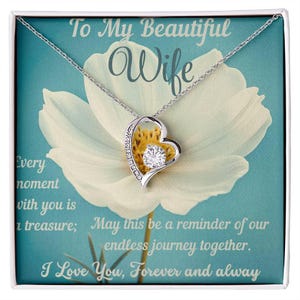 Regalo romántico para esposa, ideas para regalos de cumpleaños para esposa, collar para esposa de parte de su esposo, tarjeta con mensaje y caja de regalo