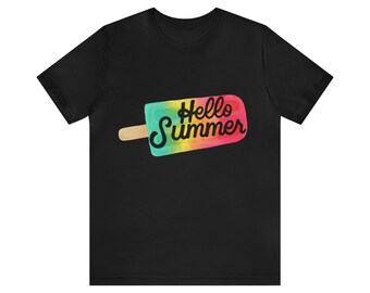 Lustiges Hallo Sommer Eis am Stiel Shirt für Frauen, Sommer Design, Sommerzeit, Unisex Sommer Tshirt, Sommer Urlaub Shirt, Sommer Vibes Tee,