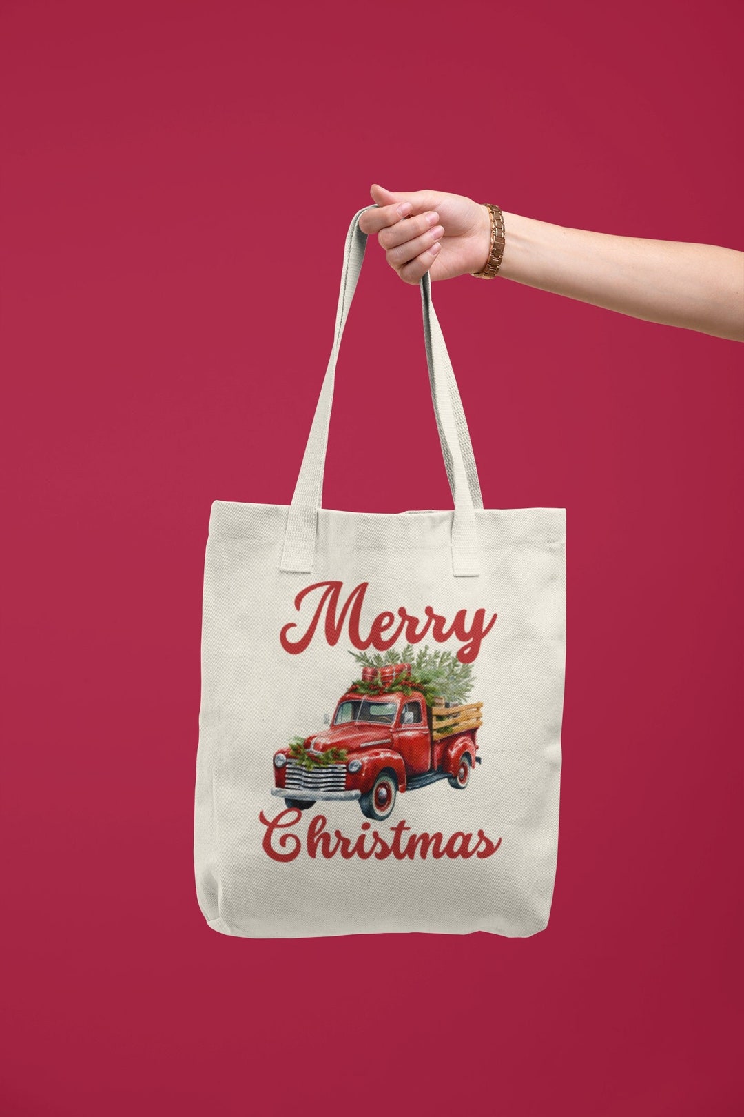 Christmas Tree Truck Bag Christmas Tote Bag Christmas Tote Bag Etsy