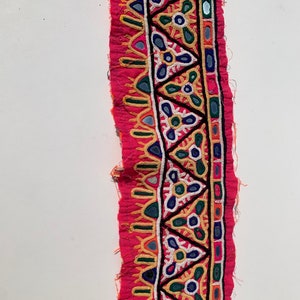 long hot pink Rajasthani mirror work piece