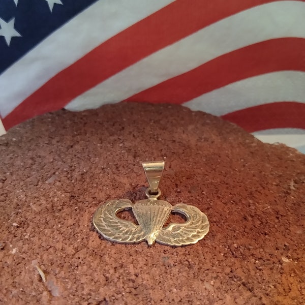 United States Army Jump Wing Badge Necklace or key ring Pendant Sterling Silver or 14k gold overlay