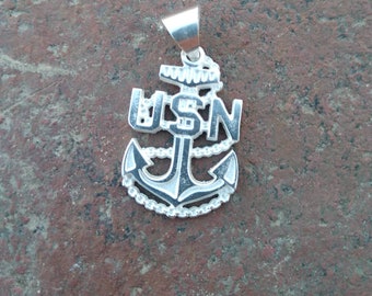 United States Navy Necklace Pendant Sterling Silver or 14k Gold Overlay
