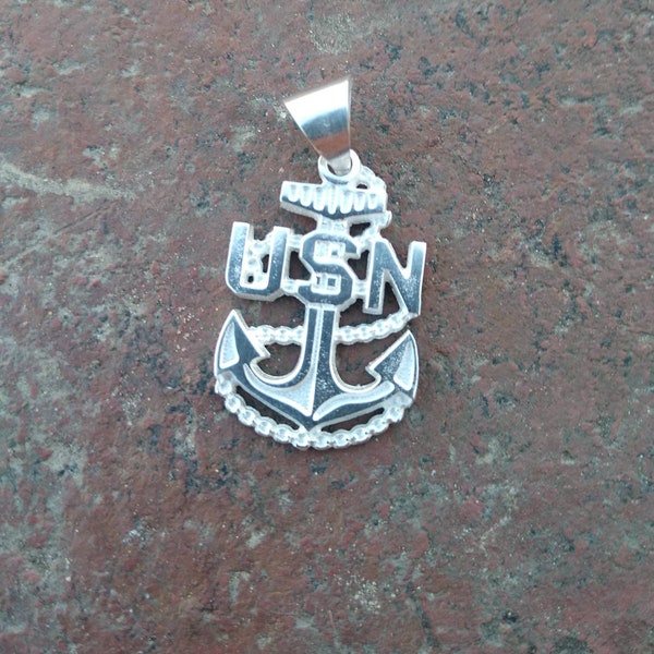 United States Navy Necklace Pendant Sterling Silver or 14k Gold Overlay