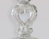 Cristal de Sèvres Tall Flute Vase - Vintage French Crystal Candle Holder - Sèvres Crystal Vase - Heart Shape Stem Vase Acanthus Leaves Vase