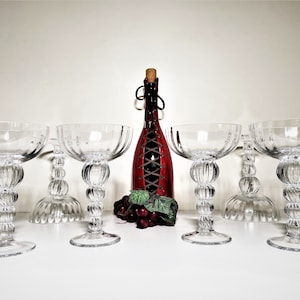 6 Grand Champagne Coupes - Polierte Handschliff Kristall Cocktail Martini Gläser Venezianischer Murano Stil Kristall Coupe Feine Optische Kristall Display