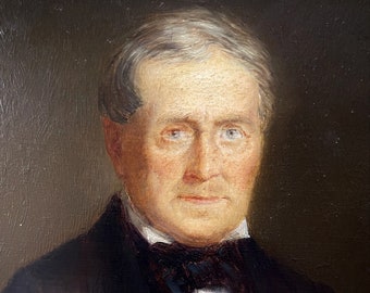 Antique Male Portrait Oil Painting - P. Dumotier Portrait of a Gentleman - Belgian Fine Art Nobleman Portrait- 19th C. European Male Fashion