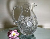Pinwheel Lead Crystal Claret Jug - Polish Hand Cut Crystal Wine Decanter - 7.50 quot High Quality Crystal Vase Old Liquor Wine Carafe Glassware