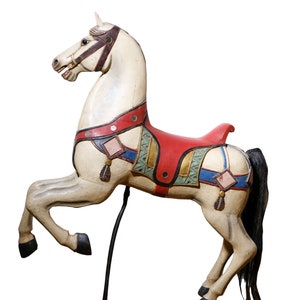 UNAVAILABLE. Vintage Large Carousel Horse - Antique Merry Go Round Horse Old Carousel Prancer Horse - Polychromed Wooden Horse on Stand