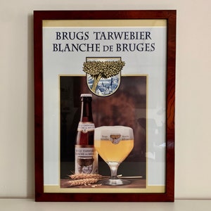 Vintage Belgian Beer Advertisement - White Beer of Bruges Promo Print - Blanche de Bruges Framed Advertising Art Original Beer Illustration