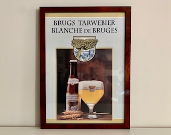 Vintage Belgian Beer Advertisement - White Beer of Bruges Promo Print - Blanche de Bruges Framed Advertising Art Original Beer Illustration