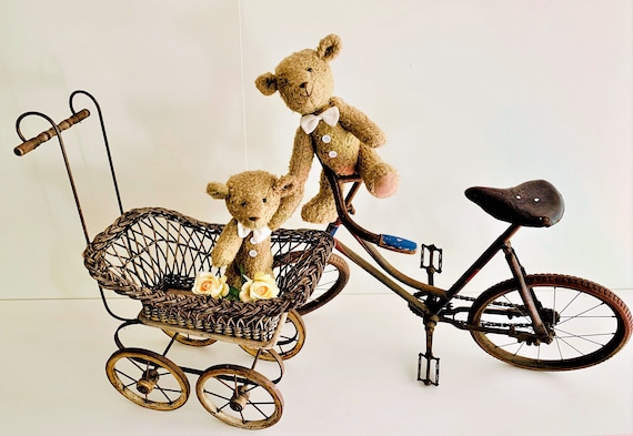 ヴィンテージ ウィッカー ドール キャリッジ - アンティーク 編み込み