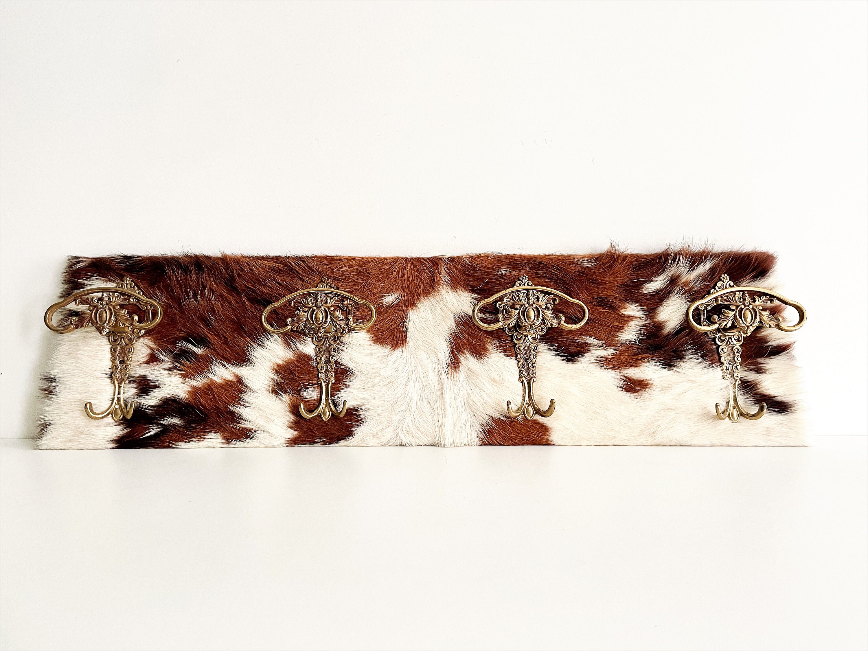 32 Vintage Cowhide Solid Brass Coat Rack Belgian Cow | Etsy