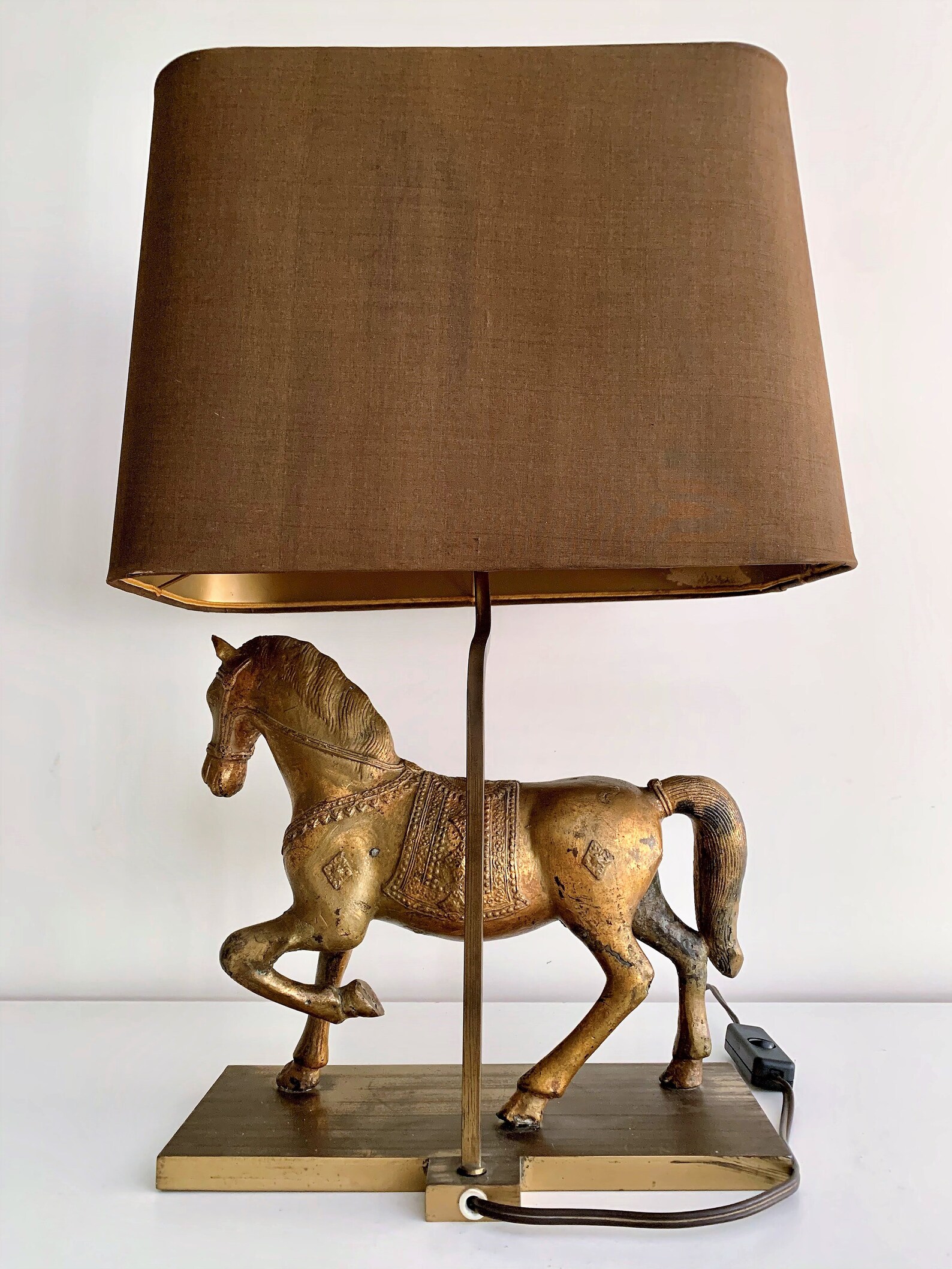Vintage Horse Sculpture Table lamp Gilt Bronze Prancing Etsy
