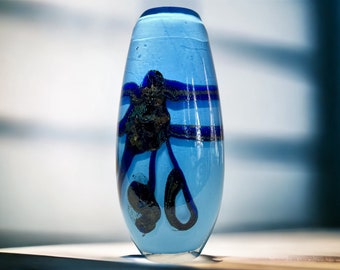 Daum Nancy Art Deco Cobalt Blue Glass Vase – Signed French Glass