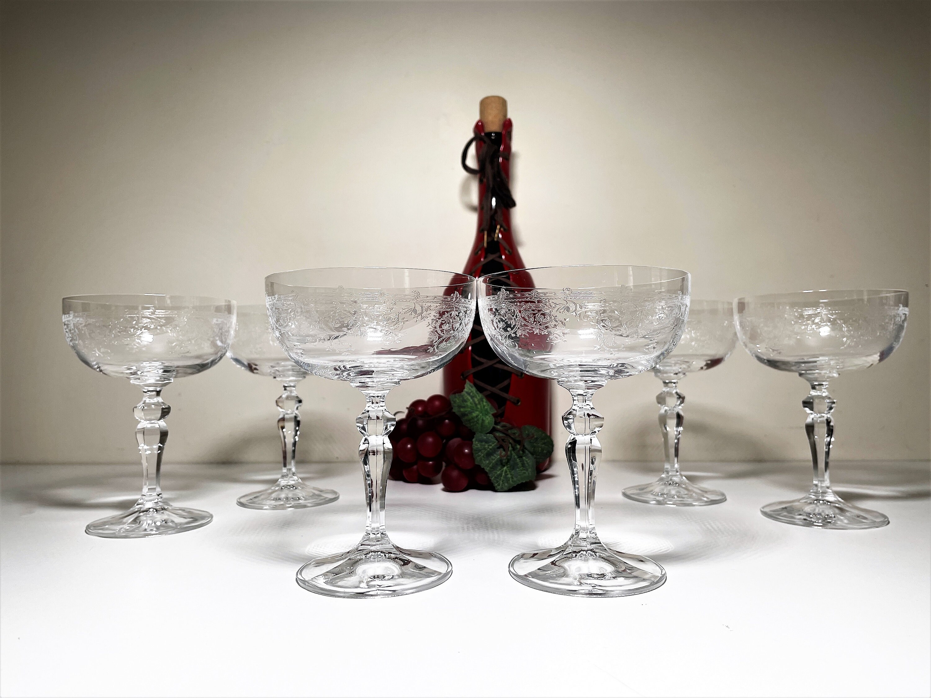 Set of 6 Large Traditional Coupe Champagne Glasses with Silver Rims – Tang  & Co.
