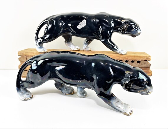 【Vintage】ブラックパンサー 陶器 BLACKPANTHER Vintage Black Panther Sculpture - Belgian H. Bequet Ceramic
