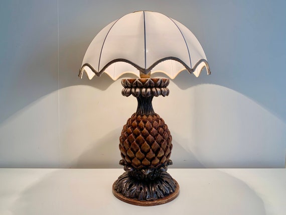 Vintage Pineapple Table Lamp Large Carved Wood Vintage Pineapple Table Lamp Large, Large Carved Wooden Table Lamp