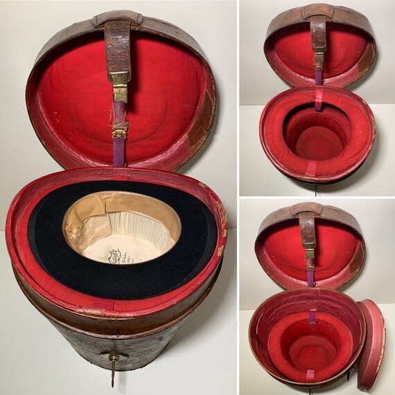 Antique Leather Double Hat Box 19th Century English… Gem