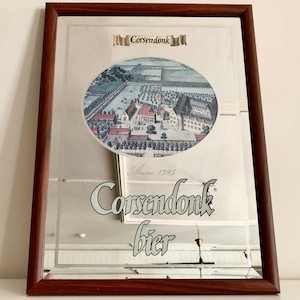 23&quot; Vintage Abbey Brown Ale Advertising Mirror - Original Belgian Beer Promo Sign - Corsendonk Bier Abbey Beer Advertisement - Mirror Ads