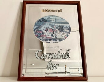 23" Vintage Abbey Brown Ale Publicidad Espejo - Signo de promoción de cerveza belga original - Anuncio de cerveza Corsendonk Bier Abbey - Anuncios de espejo