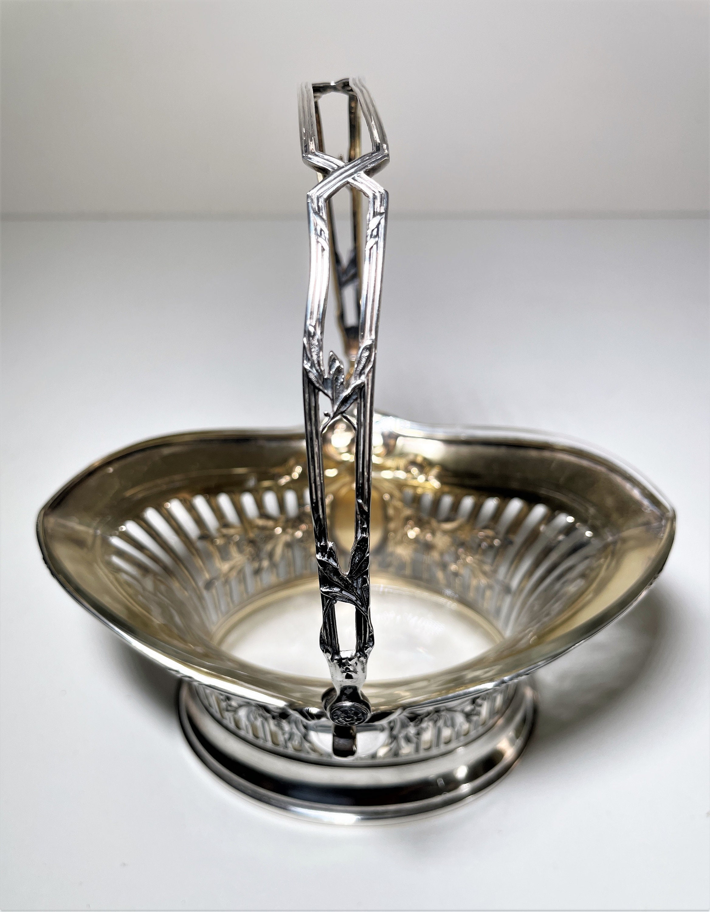 Antique Silver Brides Basket with Glass Insert German .800 Etsy