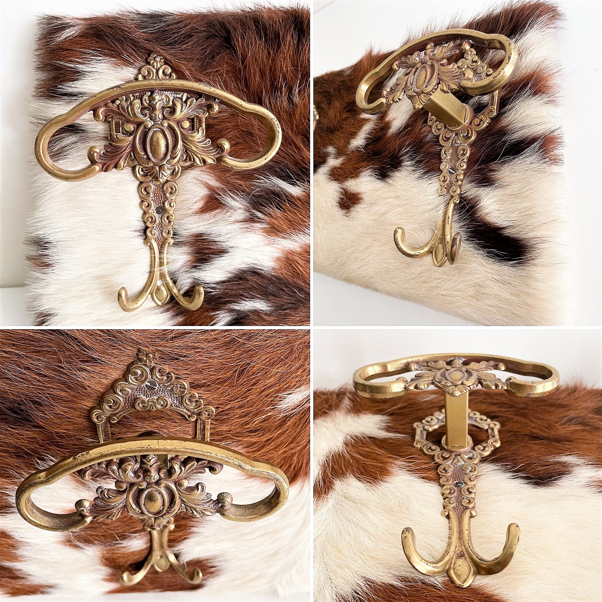 32 Vintage Cowhide Solid Brass Coat Rack Belgian Cow Etsy