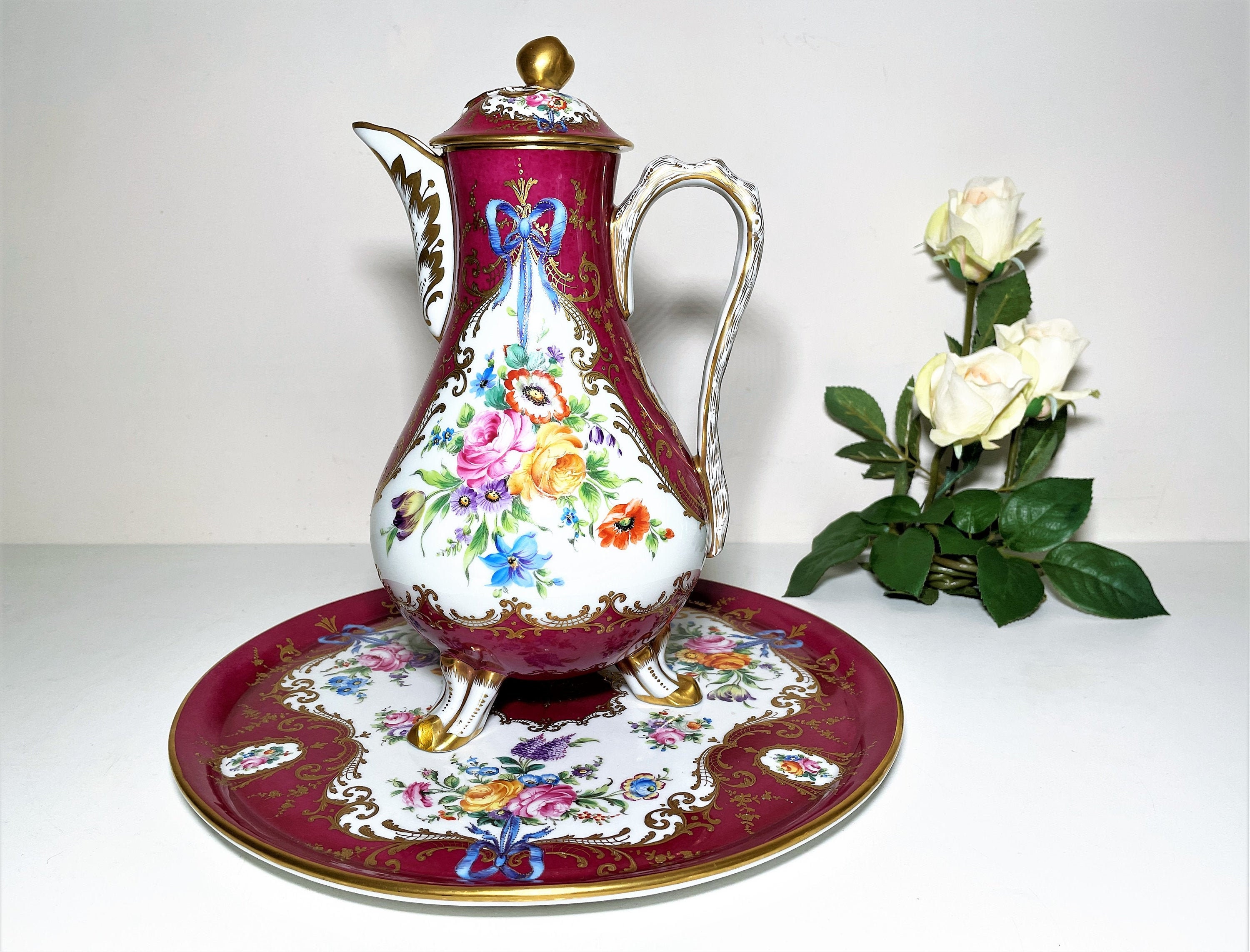 リモージュのとても素敵なハンドペイントが美しいリキュールセット