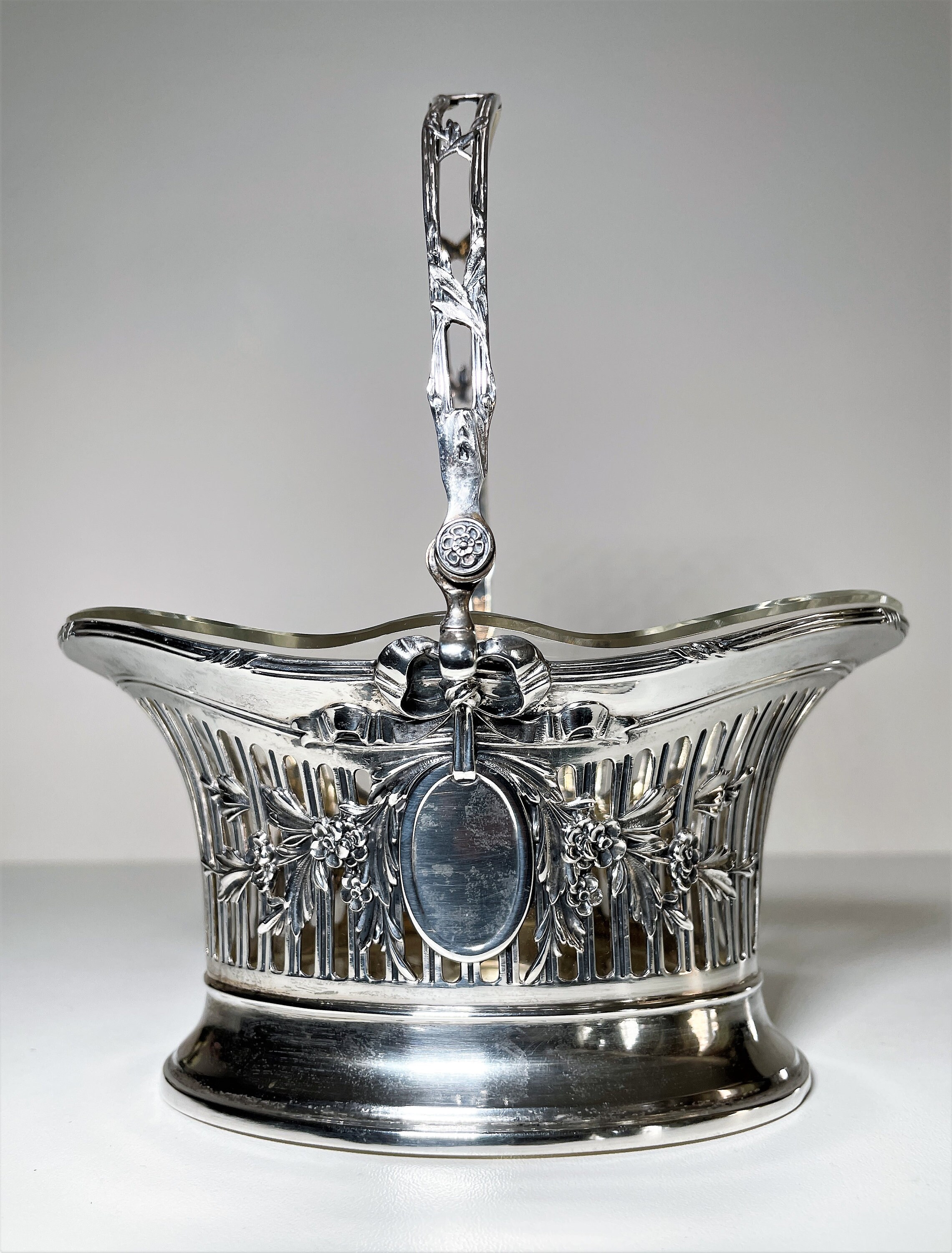 Antique Silver Brides Basket with Glass Insert German .800 Etsy