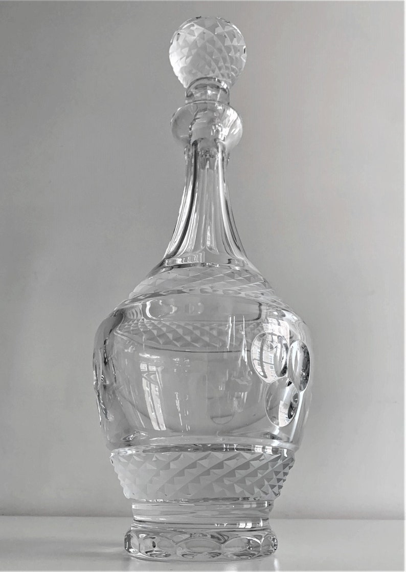Tall Lead Crystal Wine Decanter 15.15 Clear & Frosted Etsy