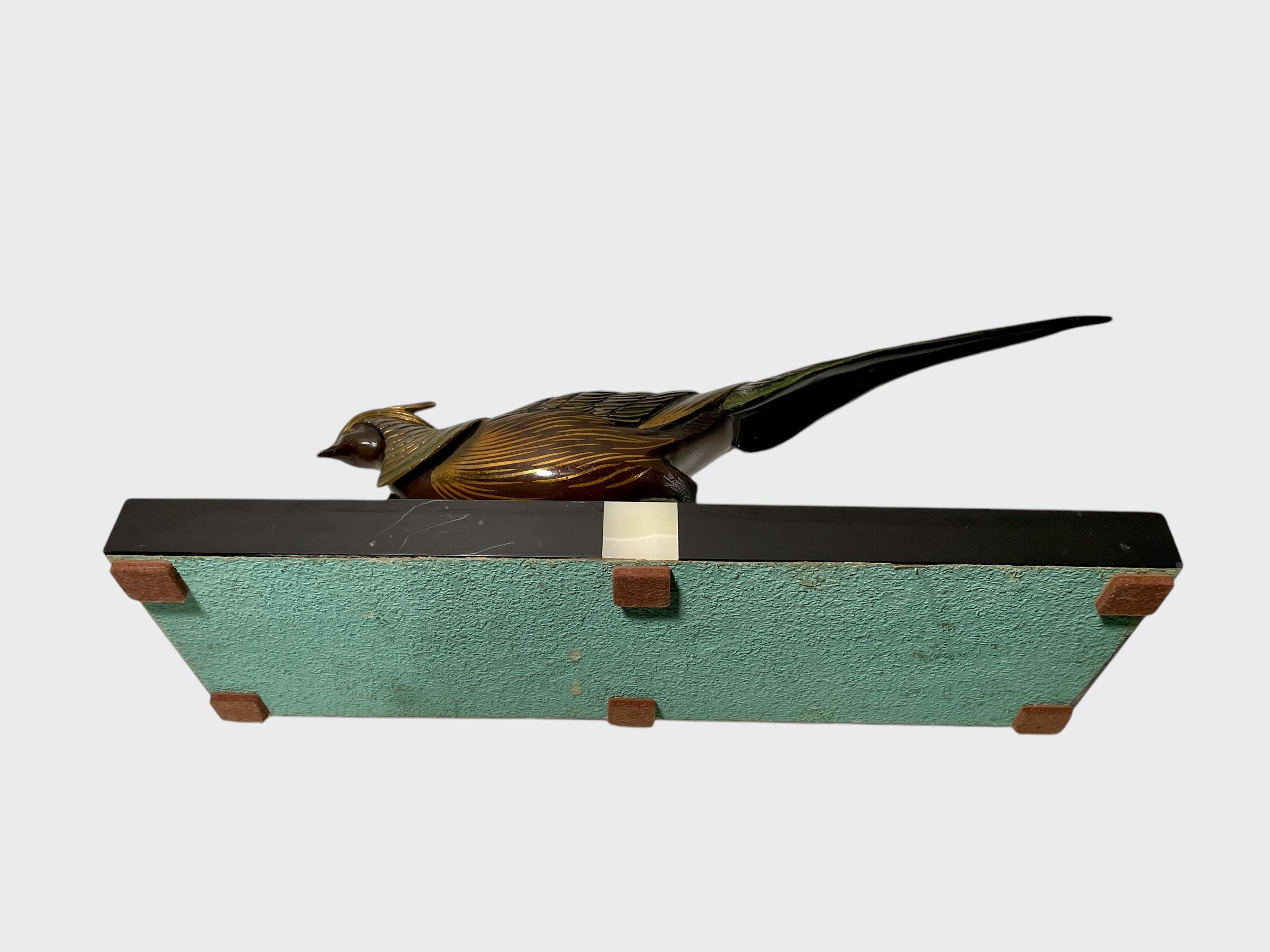 STATUE, SCULPTURE ANCIENNE animalière art déco en régule cuivré- Faisan - Chasse EUR 85,00 - FR