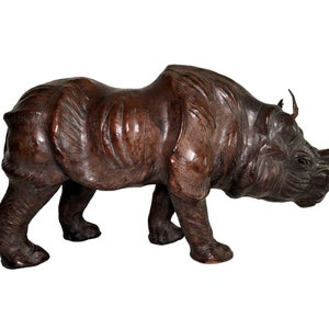 Vintage leather rhino deals footstool