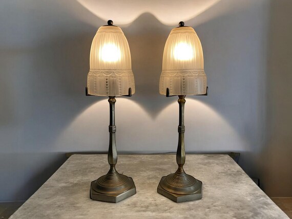 Art Deco Muller Frères Luneville Table Lamps - French Pair