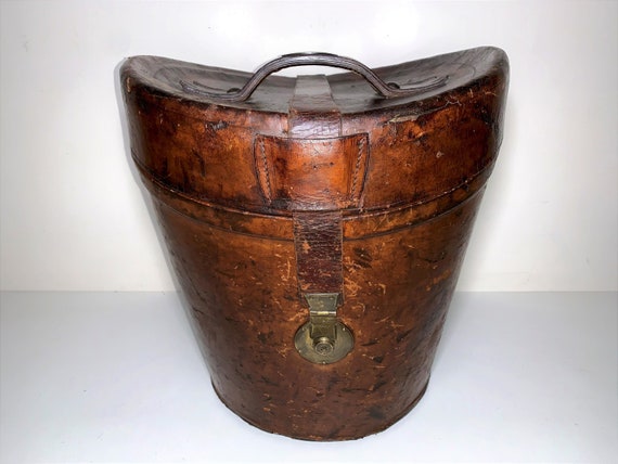 Antique Leather Double Hat Box 19th Century English Top Hat -  UK