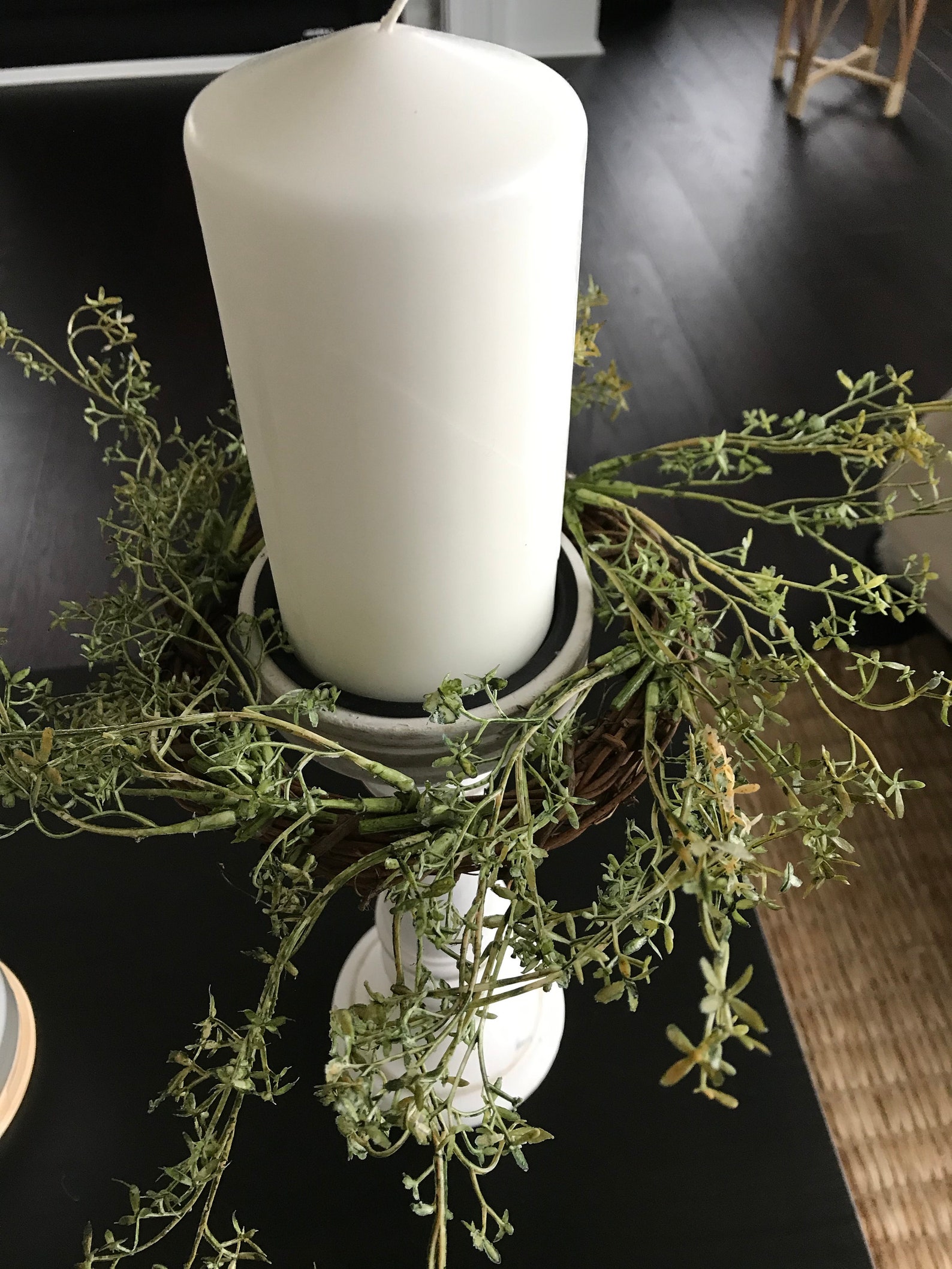 Candle Ring Wreath Candle Ring Candle Wreath Pillar Candle Etsy