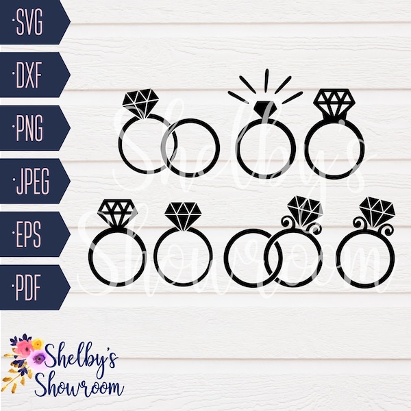 Ring SVG, Wedding Ring Cut File, Diamond Ring, Engagement Ring, Wedding Bands, Cut Files, Dxf, Clipart