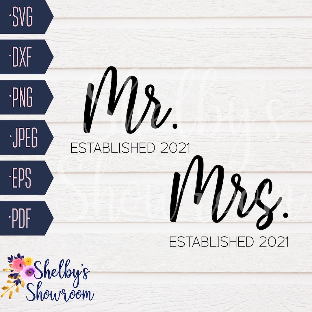Mr. and Mrs. Established 2021 SVG, Mr. and Mrs. Est. 2021, Honeymoon