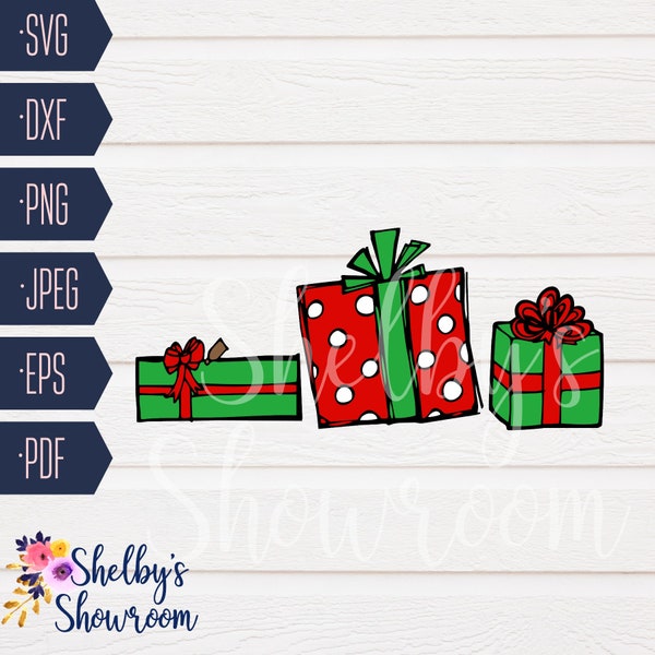 Christmas Presents SVG, Christmas Gifts SVG, Cut File for Christmas, Present, Gift, Merry Christsmas, Cut File, Dxf, Eps