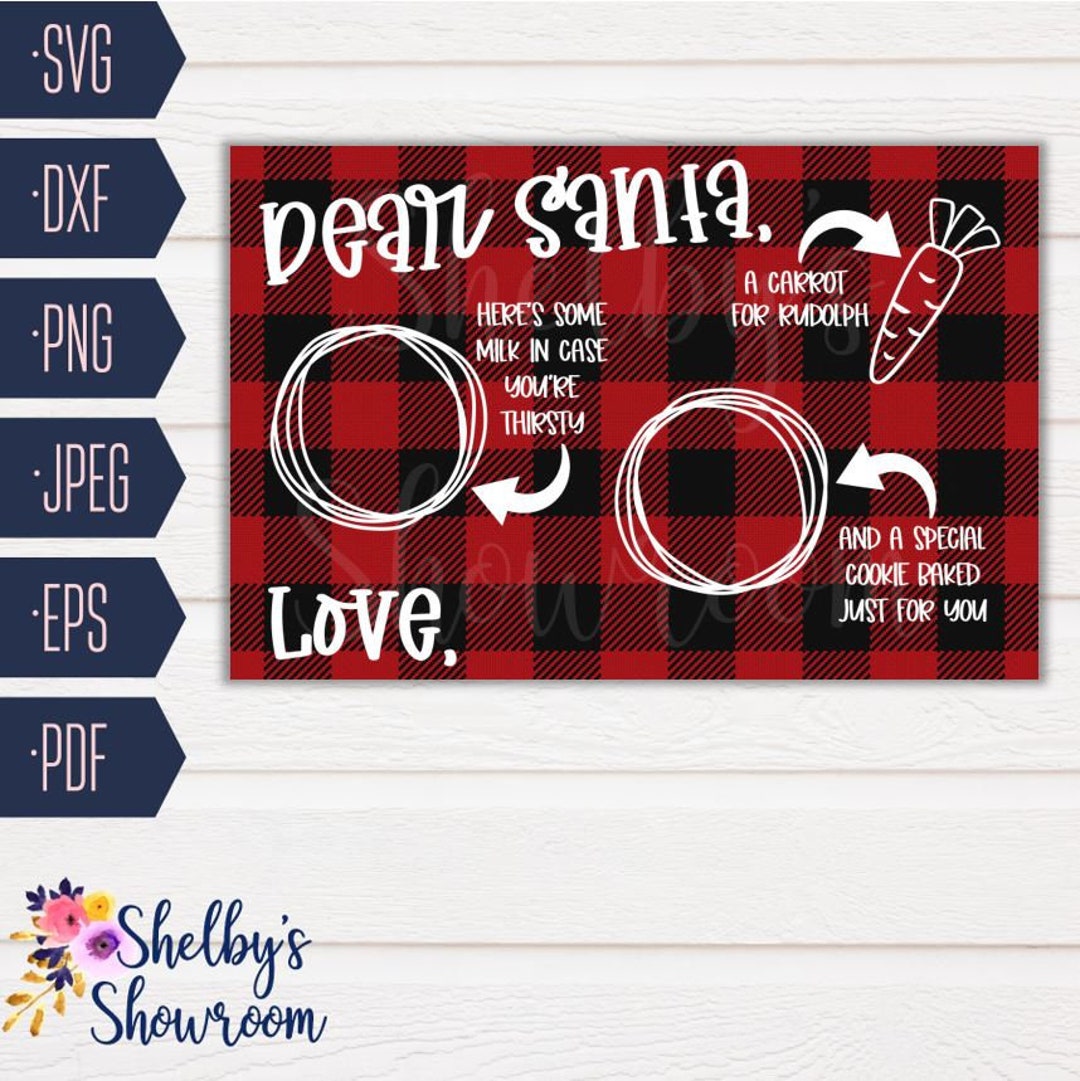 Dear Santa SVG, Cookies for Santa SVG, Cookies and Milk, Santa Cookie Mat, Santa Tray, Santa