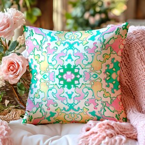 Pastel Accent Pillow Light Symmetrical Abstract Watercolor Decorative Throw Pillow Indoor Outdoor Pillow Cover Square / Lumbar Pillow Case