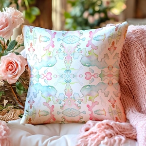 Pastel Accent Pillow Light Symmetrical Abstract Watercolor Decorative Throw Pillow Indoor Outdoor Pillow Cover Square / Lumbar Pillow Case