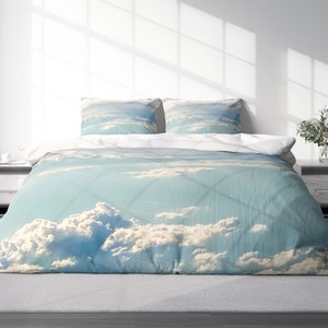 Duvet Cover Sky Cloud Bedding Soft Blue Duvet Cover Set Luxury Duvet Cover King Queen Double Twin. 100% Cotton Sateen