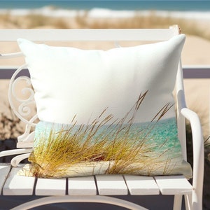 Beach Grass Coastal Accent Pillow Beach House Decorative Throw Pillow Ocean Indoor Outdoor Pillow Cover Sea Square / Lumbar Pillow Case