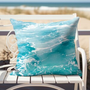 Coastal Accent Pillow Water Texture Sea Foam Beach House Decorative Throw Pillow Ocean Indoor Outdoor Pillow Cover Square Lumbar Pillow Case