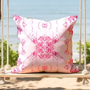 French Girlish Pink Accent Pillow Abstract Watercolor Decorative Throw Pillow Indoor Outdoor Pillow Cover Square / Lumbar Pillow Case