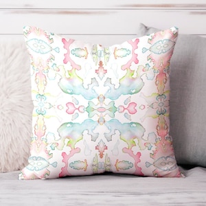 Pastel Accent Pillow Light Symmetrical Abstract Watercolor Decorative Throw Pillow Indoor Outdoor Pillow Cover Square / Lumbar Pillow Case